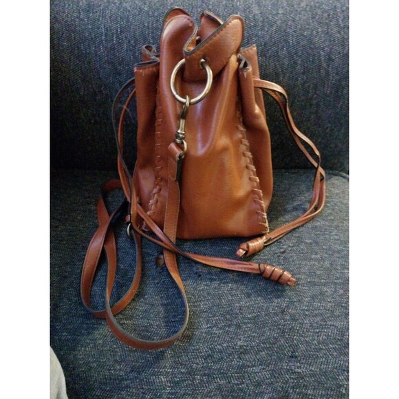 Universal Thread Handbags - Universal Thread Brown Drawstring Crossbody Bag Bucket Purse Faux Leather Small